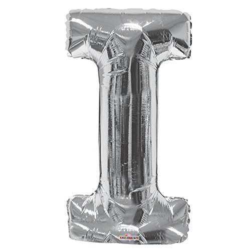 Kaleidoscope Jumbo Letter I Foil Mylar Balloon, Silver, 34"