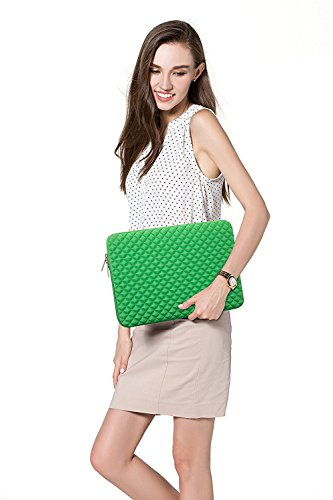 MOSISO Universal wasserresistente and stoßfest Lycra Laptop Schutzhülle mit Rautenmuster / Diamant-Muster Schaumpolsterung für 12,9 Zoll iPad Pro, 13-13,3 Zoll MacBook Pro, MacBook Air, Laptops, Tablets, Notebooks Chromebook, Greenery - 6