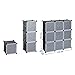 Songmics Interlocking Storage Cube Organiser Shelf / Shoe Rack / Wardrobe Cabinet 112 x 112 x 37 cm Black LPC116