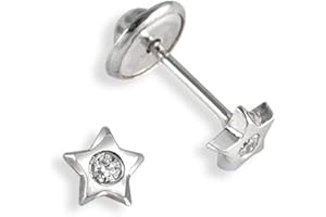 Turmalina - Pendientes bebe niña estrella de Plata de Ley 925, pendientes de tamaño de 6,5 mm, de la marca de joyería Turmalina by Martina