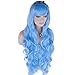 DAOTS 32" Cosplay Wigs Halloween Wig Long Hair Heat Resistant Curly Wave Hairs for Women(light blue)