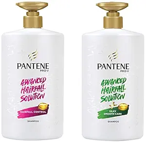 Pantene Advanced Hair Fall Solution Anti Hair Fall Shampoo, 1 L & Pantene Advanced Hair Fall Solution Silky Smooth Care Shampoo, 1 L