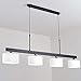 Produktbild GJ123 Deng Modern Design Kronleuchter, 90 Grad drehbarer Kronleuchter, Glas Lampenschirm Esszimmer Wohnzimmer Schlafzimmer Kunst Licht