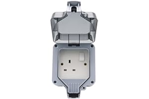 WEBN Waterproof Outdoor Box Wall Power Socket UK Standard Electrical Outlet Outside (single socket)