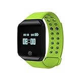 DJym Mit Herzfrequenz Blutdruck OLED Großbildschirm Display professionelle Wasserdichte Armband als Calorie Counter Pedometer Watch für Android und iOS,Green