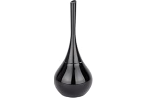 WENKO Brosse WC en céramique Flakon | Porte Brosse WC fermé | Tête de Brosse Noire Interchangeable | Fibres de Brosse résistantes et Flexibles | Céramique et Plastique | 17 x 42,5 cm | Noir