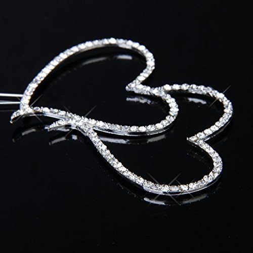 Musuntas Zarte funkelnde Crystal Strasssteine Double Love Heart Shape cake Topper Hochzeitstorte Dekoration für Wedding / Engagement / Geburtstagsfeier / Jahrestag - 3