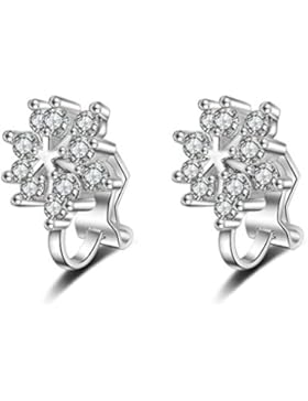 ohrringe Damen mädchen 925er Sterling Sliber Plum Blume mit Zirkonia Retro Ohrclips