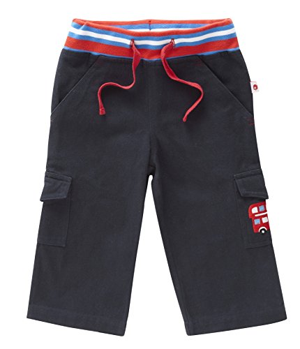 Piccalilly Organic Cotton Navy Boys Red Ribbed Trousers