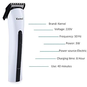 Kemei Professional Rechargeable Hair Trimmer Electric Hair Clipper Cutting Machine for Children Pets and Adults km-2516 - Image 3