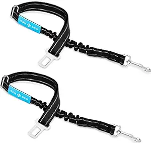Dog Seat Belt Pet Dog Cat Car Seatbelt Safety - Adjustable Harness Safety Belts Pet Leash - Heavy Duty Nylon - Universal Fit (2 Pack Elastic Leash) (2 Pack Elastic seat BLT Leash)