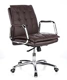 hjh OFFICE, 600934, Chaise de direction / chaise de bureau VILLA 10 cuir brun, accoudoirs chromés