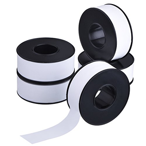 Mudder 5 Rollen 19 mm Breite 20 m Länge Industrielle Dichtband PTFE Tape für Rohrverbindungen, Schwarzer Rolle
