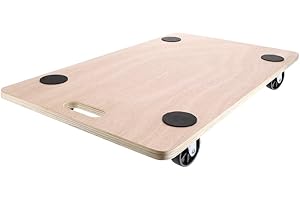 RONDY Plateau de transport à roulette 200 kg - Bois de peuplier 75x45cm