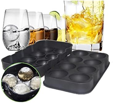 Ice Cube Trays Sphere Silicone Ice Ball Maker 8, Perfect for Gin Glasses, Whiskey, Cocktail, Party and Any Drink-100% BPA Free, Black