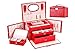 Produktbild JYXQC Schmuckkästen,Schmuckkästchen Damen Großer Spiegel Leder Design Finishing-Box,Red