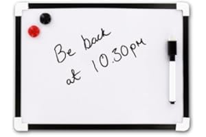 5STARWAREHOUSE A4 Dry Wipe Magnetic Whiteboard Mini Office Notice Memo White Board Pen & Eraser & Magnets Kitchen Display School Homework