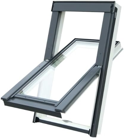 RoofLITE APX M4A (78cm x 98cm) Centre-Pivot PVC White Roof Window and TFX Tile Flashing Package