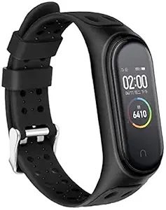 Rapidotzz Sporty Strap for Xiaomi MI Band 4 and MI Band 3 Belt Band Compatible for Mi3 and Mi4 (Black)