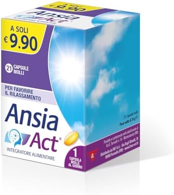 Ansia Act, Integratore Alimentare a Base di Olio Essenziale di Lavanda, 1 Confezione da 21 Capsule Molli