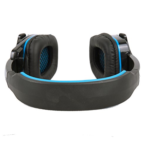 SADES SA901 7 1 de sonido envolvente est  reo Pro USB PC Gaming Auriculares Cinta de cabeza de los auriculares con micr  fono Deep Bass Over-the-Ear control de volumen para jugadores de PC  Azul 