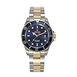 'argonau Herren Armbanduhr 24K Gold überzogen Zwei-Ton Edelstahl Zifferblatt Saphir Kristallglas Quarz Analog, Wasserdicht Spezielle Deep Ocean Serie Professionelle Taucher Armbanduhr AU2007'