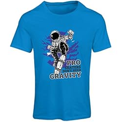 lepni.me T-Shirt Femme Pro Skaters Don't Need Gravity - Skateboard Sprüche, Skate Leben Zitate (Medium Bleu Multicolore)