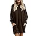 Produktbild MYMYG Damen Stricken Langarmshirt Mode Frauen Solide Oansatz Tasche Lange Solide Baggy Jumper Langarm Casual Lose Pullover Bodycon Casual O-Ausschnitt Sweatshirt