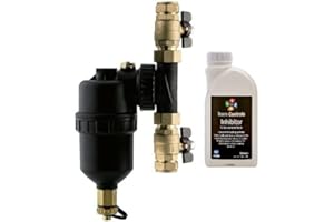 KOMIRO Teams Magnetic Boiler Filter 22mm Inline for Central Heating + Inhibitor