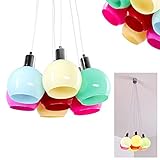 MAßE: Je nach Wahl der Leuchtmittel erzeugt die Lampe durch die bunten Schirme ein angenehmes Licht. Die Lampe hat folgende Maße: Breite der Leuchte: 40 cm | Höhe der Leuchte: 120 cm |Höhe der Schirme: 16 cm | Durchmesser der Schirme: 14 cm