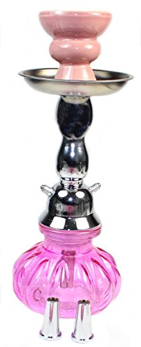 budawi® – Shisha 2 Schläuche in Pink H:24 cm inc. Kohlesieb – Kohlenzange - 2