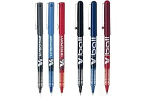 PILOT-3 Rotuladores BX V5 Hi-Tecpoint + 3 V-BALL 0,5 (Colores Azul,Negro y Rojo)