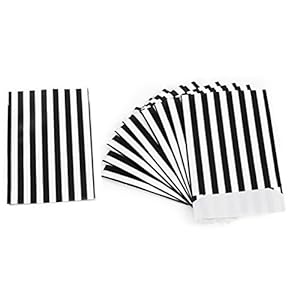 Lot de 50 mini sacs papier avec 9,5 x 14 cm Noir rayé blanc pour petits cadeaux emballer, gastgeschenktüten, calendrier de l'avent Sachets, scrapbooking, etc.