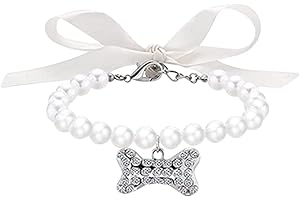 N\A Hunde-Perlen-Halsbänder, Haustier-Perlen-Halskette, ausgefallene Perlen, Kristall-Hunde-Halskette, Kristall-Strasssteine, Perlen-Anhänger, Hundehalsband, für Haustier-Dekoration