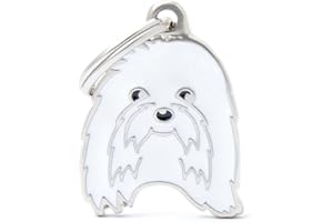 MY FAMILY MyFamily Medaglietta per Cane Made in Italy, Maltese, Targhetta Cane, Smaltata a Mano in Metallo, Collezione Friends, 23x30 mm