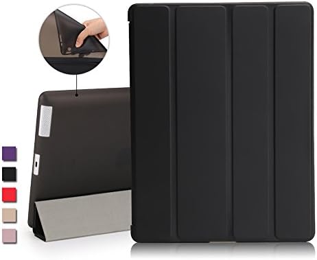 iPad 2 Case, iPad 3 Case, iPad 4 Case, iMucc Smart Case Cover + Matte Shell Soft TPU Back For Apple iPad 2/3/4 Built-in Magnet Stand with Smart Cover Auto Wake/Sleep (Black)