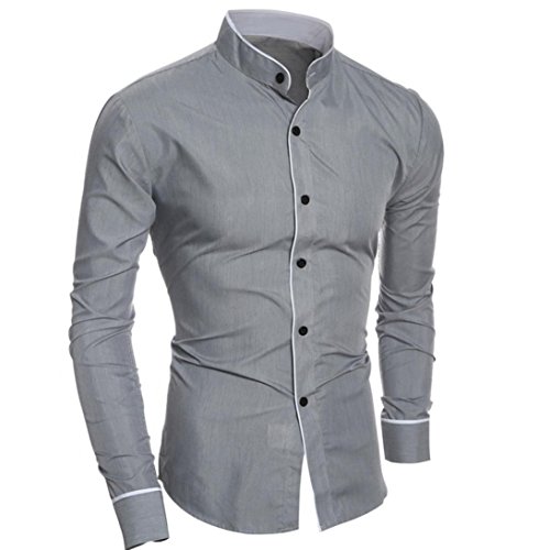 Preisvergleich Produktbild Herren Hemd,Sannysis Männer Freizeit Langarm Shirt Top Bluse (L, Grau)