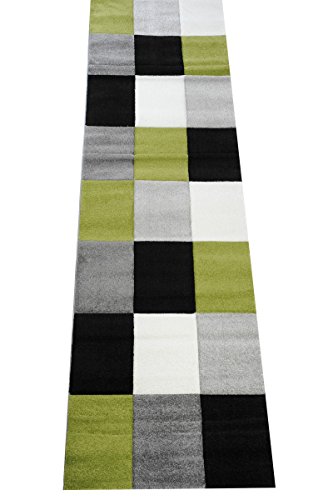 Teppich Läufer Sam Karomuster grün in 80 x 300 cm - 2