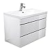 Produktbild Lomado Badezimmermöbel Waschtisch 80cm  mit Unterschrank in Hochglanz weiß  Softclose Schubkästen  Minerlaguss-Waschbecken  Made in Germany