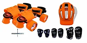 Jaspo Galaxy Senior Adjustable Skates Combo (Skates+Helmet+Knee pad+Elbow pad +Wrist pad +Adjustable Key+Bag) Suitable for Age 6 to 14 Years