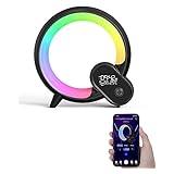 Sunrise Alarm Clock Wake Up Light With Blutooth Speaker&app Control, Bedside Night Lamp With Snooze Function, Free Colour Change, 3 Sleeping Songs, 12 Natural Sound And 12 Scene Modes (black)