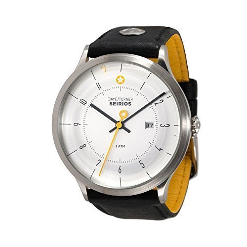 DAYE / TURNER Herren-Armbanduhr Stern SEIRIOS Edelstahlgehuse Designer-Uhr Leder Schwarz Ziffernblatt Weiss Seiko Quarzuhrwerk Hochwertiges Mineralglas DAYE / TURNER Herren-Armbanduhr Stern SEIRIOS Edelstahlgehuse Designer-Uhr Leder Schwarz Ziffernblatt Weiss Seiko Quarzuhrwerk Hochwertiges Mineralglas