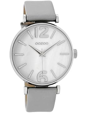 Oozoo Damenuhr mit Lederband Steingrau/Weiß C8917