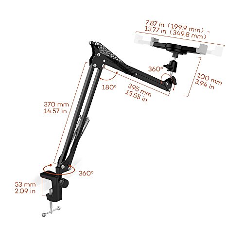 TaoTronics Tablet Halterung Desktop-Ständer Schwanenhals Halter Flexibel Winkel verstellbar für iPad Air Mini, Galaxy Tab, Windows – Android Tablet - 3