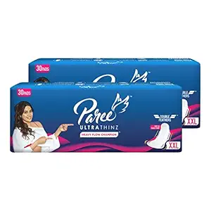 Paree Ultra Thinz Soft & Rash Free Sanitary Pads For Heavy Flow 30 Pads- XXL (Tri-Fold)?- (Combo of 2)