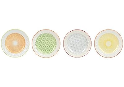 Ard'Time EC-4KCAS25 Lot de 4 Assiettes rondes Céramique/Porcelaine Vert/Jaune/Orange/Bleu 25 x 25 x 1,8 cm