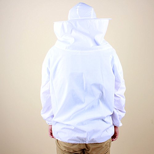 Yosoo Deluxe Baumwolle Polyester Professional Imkerbekleidung Imker Bienenzüchter Hut mit Veil Schutzausrüstung mit Reißverschluss für Bee Keepers, Weiß - 2