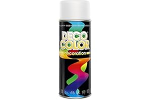 DECO COLOR Decoration Universal Spray Paint Multi-Purpose 400ml Gloss MATT Satin Art Craft Art Decor DIY (RAL 9010 White_matt Finish)