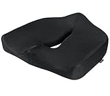 PLEMO Coussin de siège en mousse à mémoire de forme avec rembourrage anti- dérapant sur le siège de voiture, fauteuil de bureau ou chaise, Conception ergonomique, Noir, LM-F1