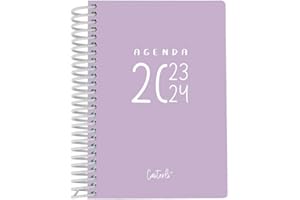 Casterli 84057-Lila - AGENDA ESCOLAR 2023-24 BASIC color Lila , Día por página, Vertical, Tamaño A6, Papel 70g, Cubierta Polipropileno Opaco, Colores surtidos